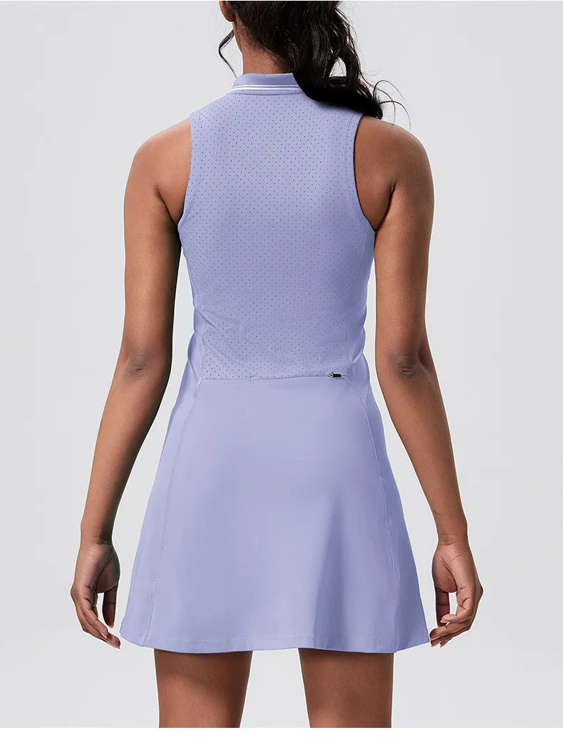 The Clothing Company Sydney women's athletic golf and tennis dress with V-neck, phone pocket, sleeveless design, and casual mini style.