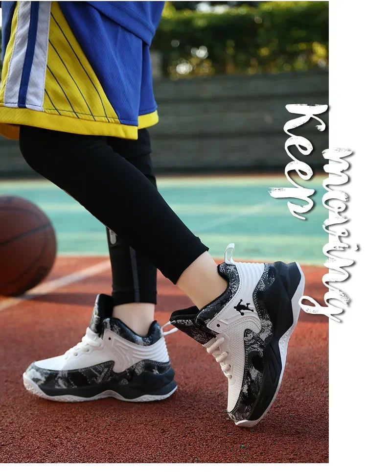 Kids basketball shoes by The Clothing Company Sydney featuring non-slip sports sneakers with colorful design and supportive sole for active play.