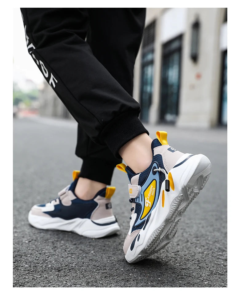 Kids' breathable mesh sneakers by The Clothing Company Sydney featuring non-slip soles and hook-and-loop closure for ages 7-13.