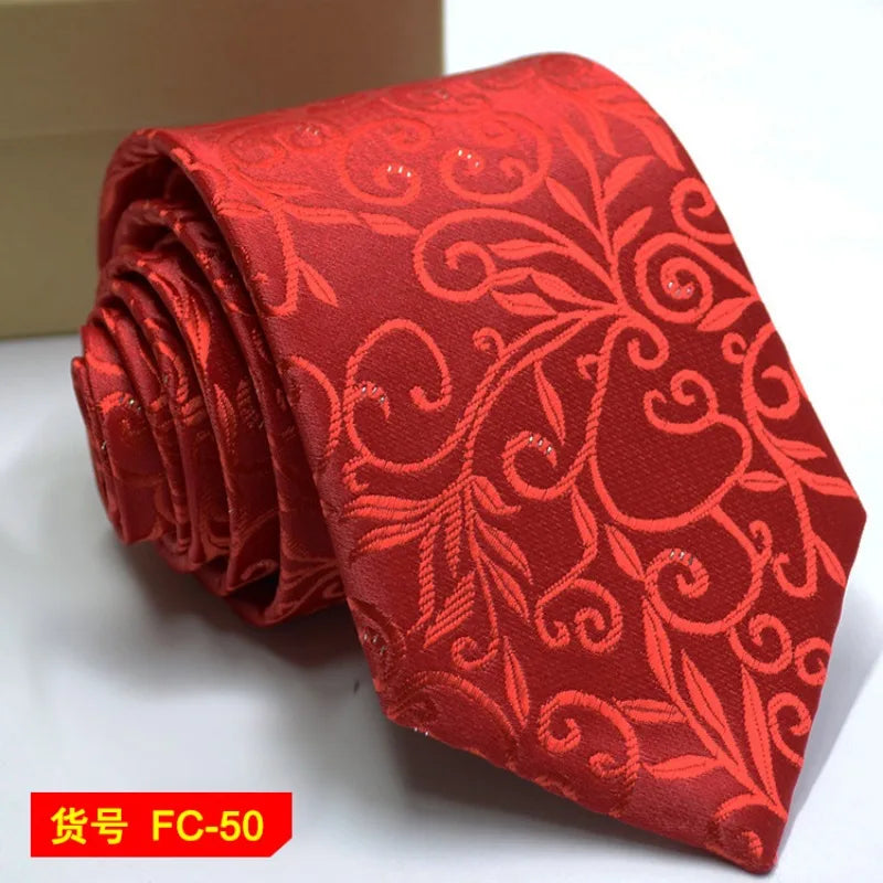 Men's Jacquard tie from The Clothing Company Sydney featuring floral and solid patterns, 7-8cm width, accessory for formal wear.