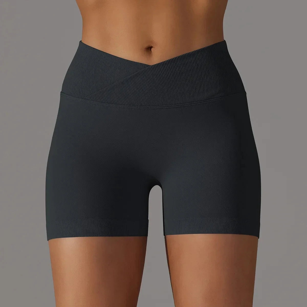 Women’s high waist workout yoga leggings by The Clothing Company Sydney, seamless fitness bike shorts with scrunch butt design.