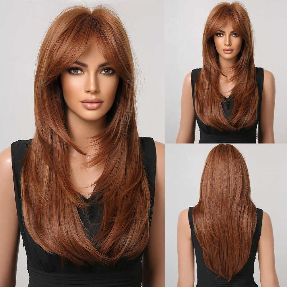 Long layered straight synthetic wig with black and pink ombre colors, ideal for cosplay and women's fashion by The Clothing Company Sydney