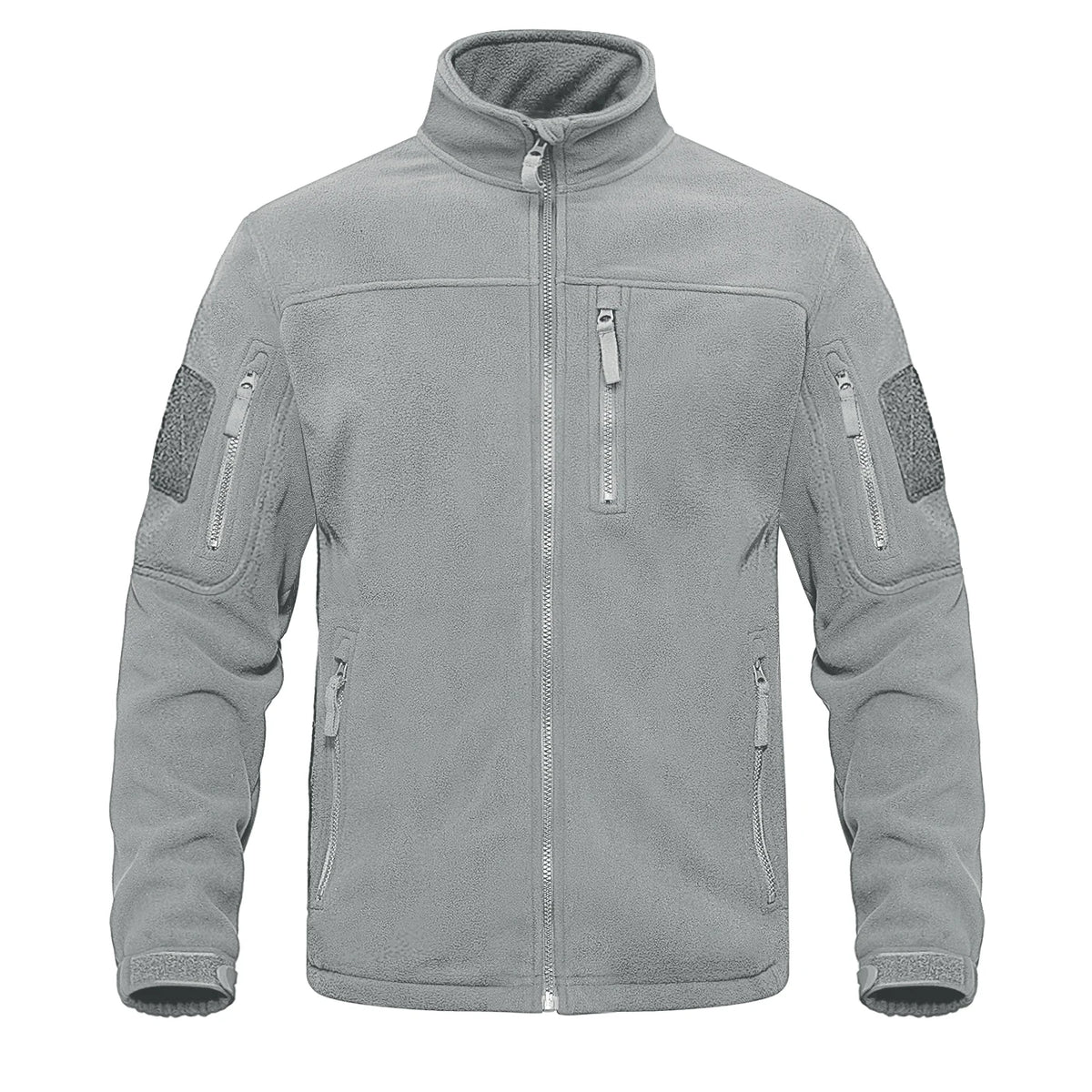 Men's tactical green fleece jacket by The Clothing Company Sydney with full zip, thermal warmth, pockets, and windbreaker features.