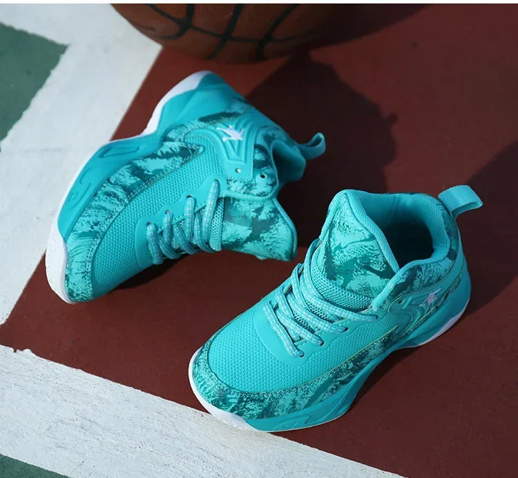 Kids basketball shoes by The Clothing Company Sydney with non-slip soles, featuring sporty design and vibrant colors for active play.