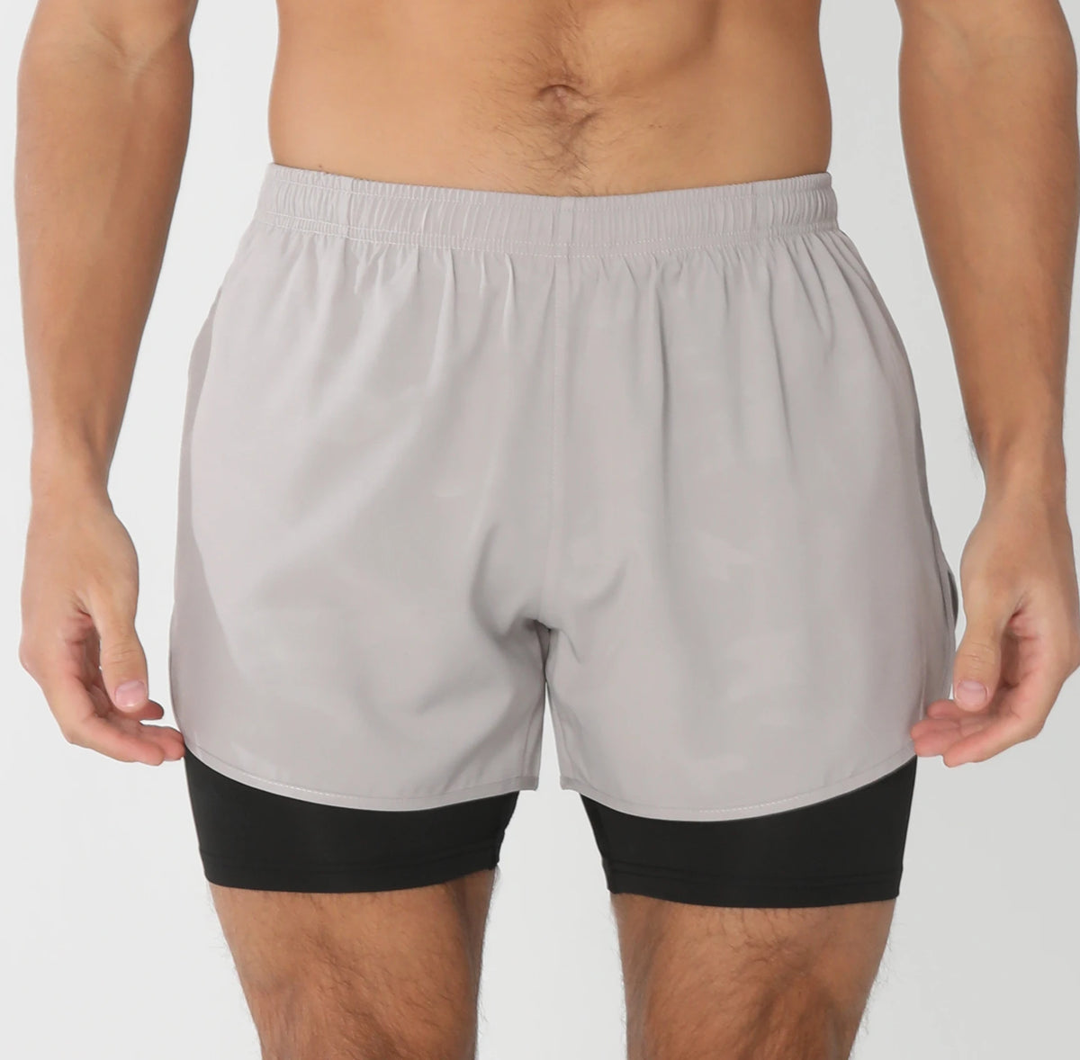 Men's lightweight athletic gym running shorts with breathable fabric, liner pockets, towel loop, and quick-dry design by The Clothing Company Sydney.