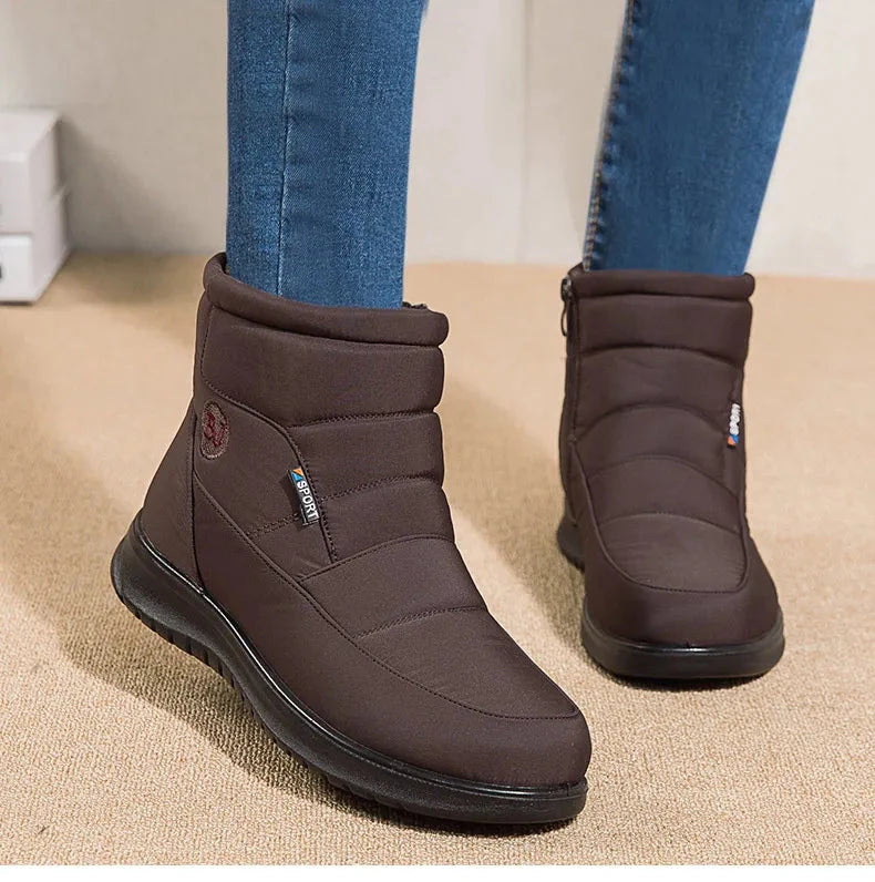 Women's ankle low heel snow boots by The Clothing Company Sydney, winter flat shoes, suitable for cold weather and snow.