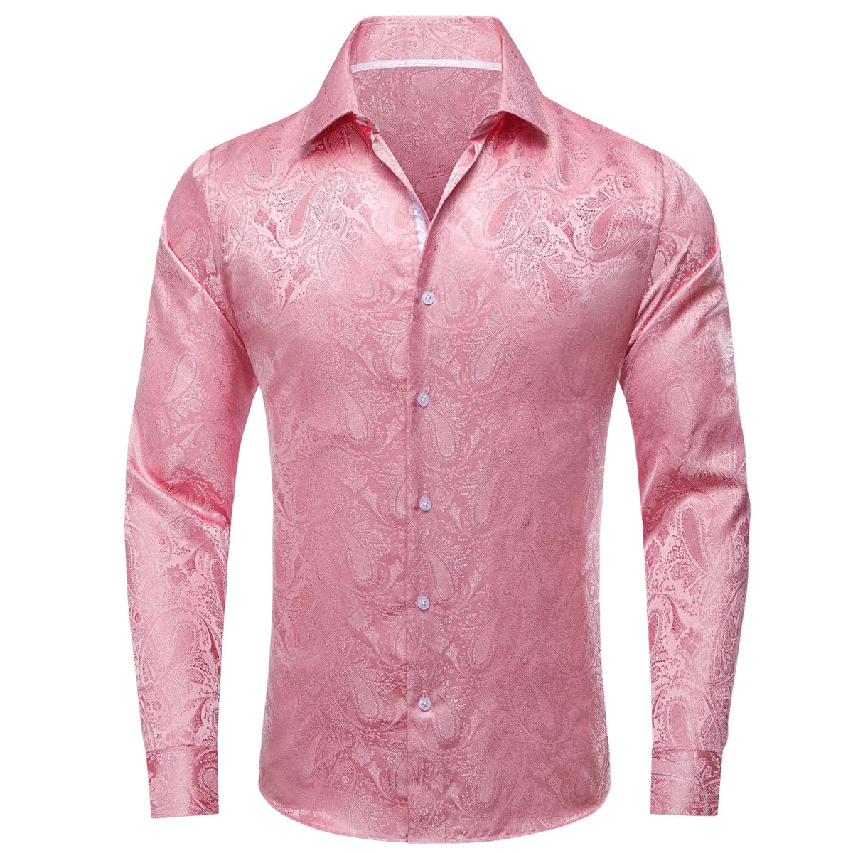 Men's long sleeve paisley dress shirt in teal, blue, pink, and grey from The Clothing Company Sydney, suitable for weddings and office wear.