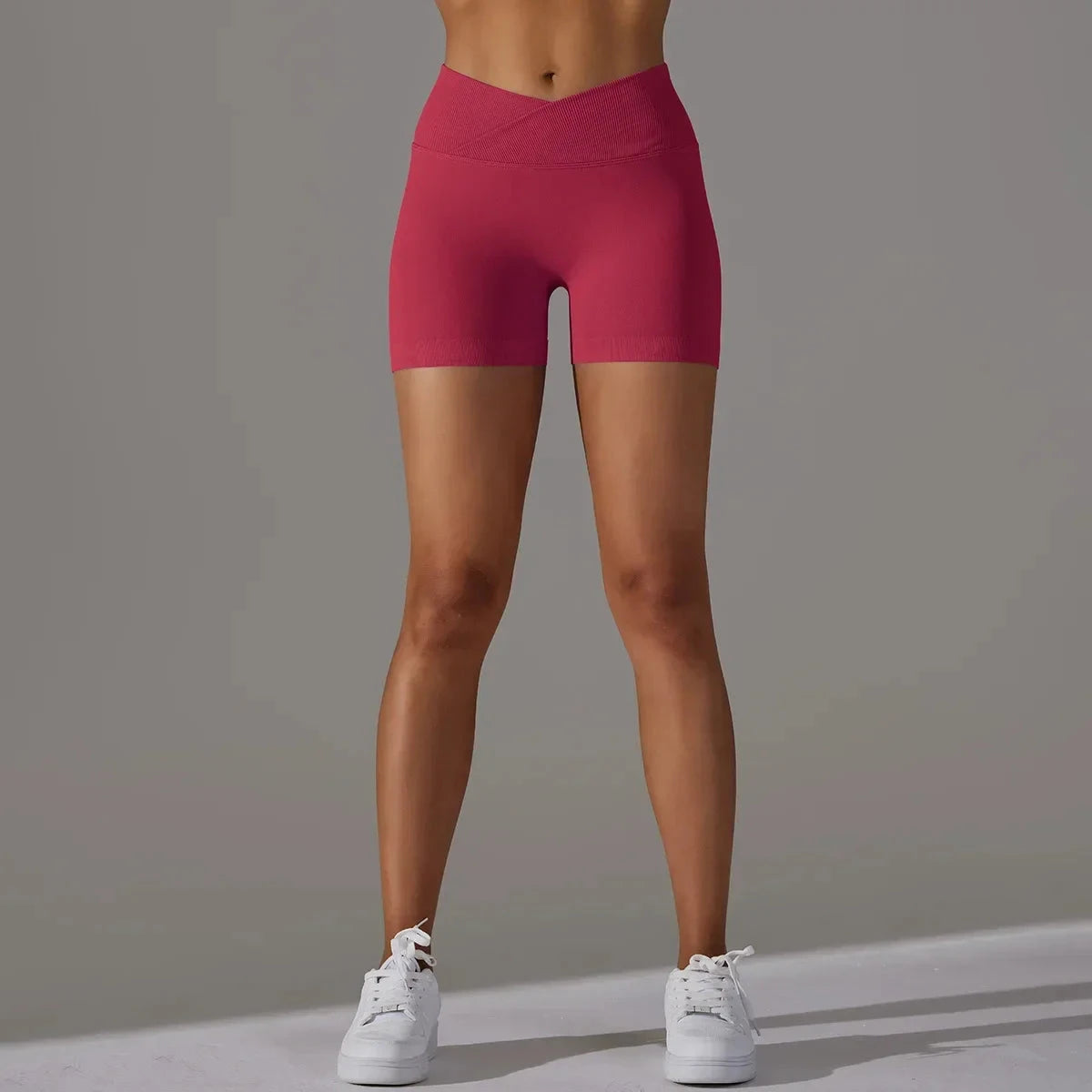 Women's high waist fitness yoga leggings by The Clothing Company Sydney, seamless athletic shorts with scrunch butt design.