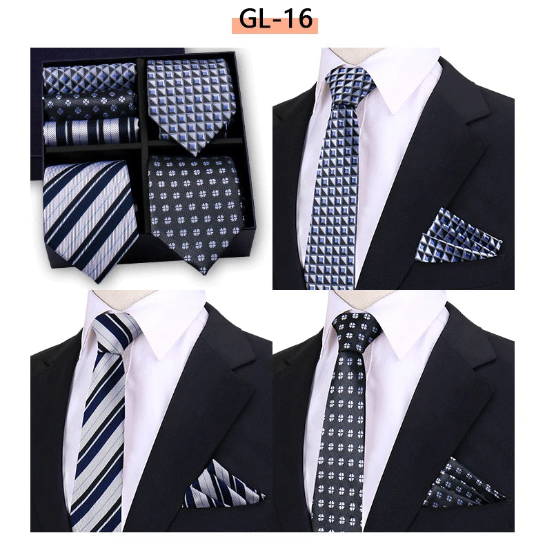 Luxury men's tie set with paisley and striped necktie, matching handkerchief, in gift box, by The Clothing Company Sydney.