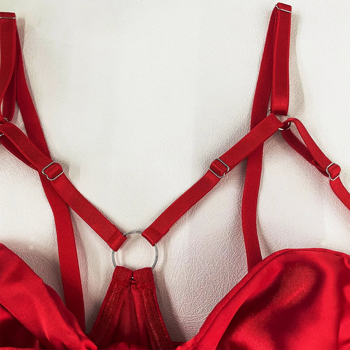 Bowknot Lingerie Open Bra Lace Up Underwear 3-Piece Satin Outfit Set The Clothing Company Sydney