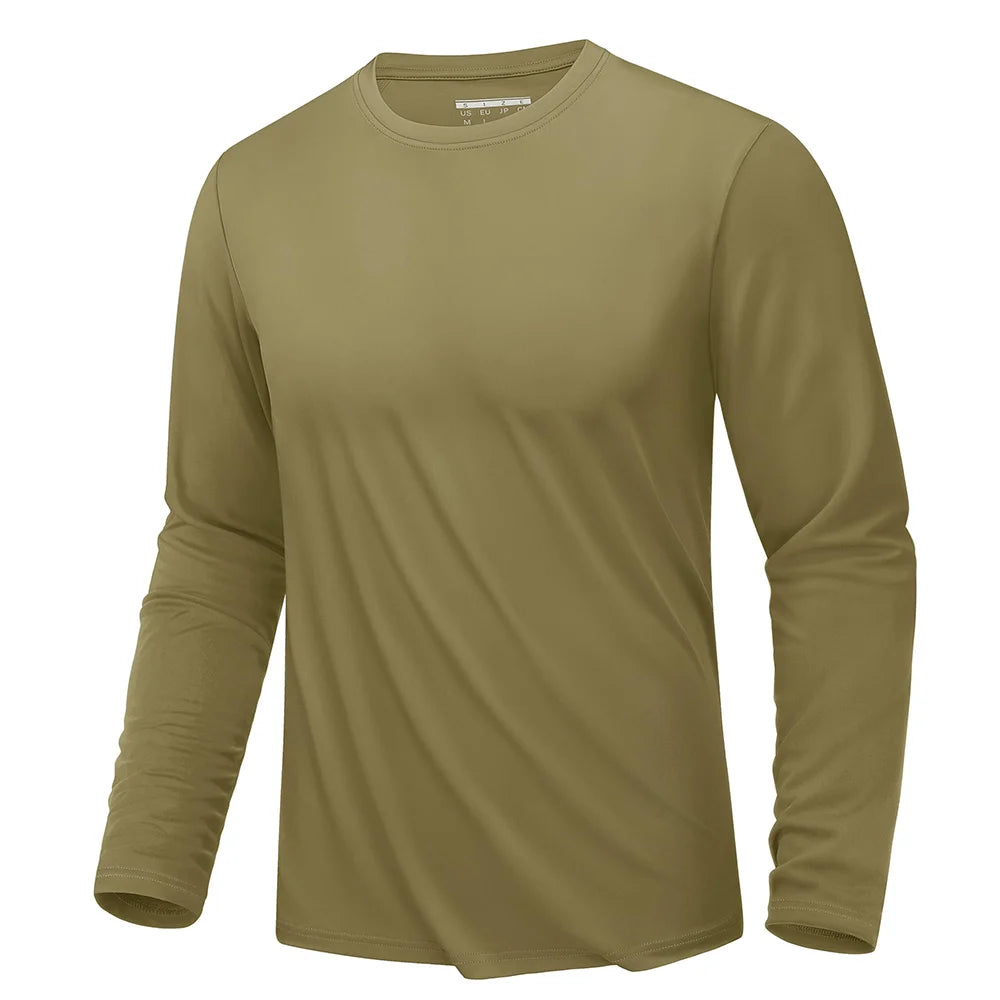 Men's performance sports T-shirt by The Clothing Company Sydney with UPF 80+ sun protection, quick-dry long sleeve athletic rash guard
