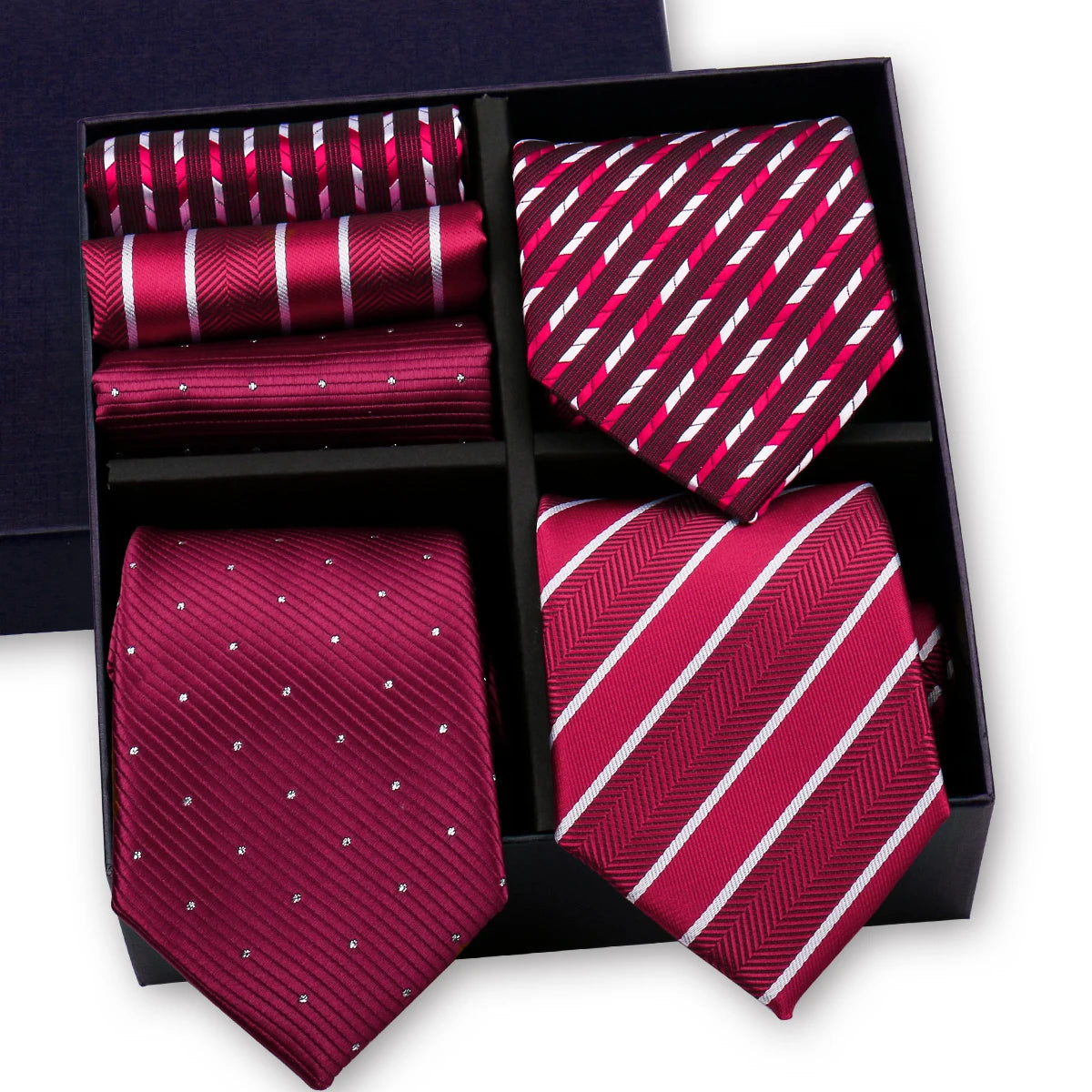 Luxury men's tie set with paisley and striped necktie, handkerchief, and accessories in a gift box by The Clothing Company Sydney