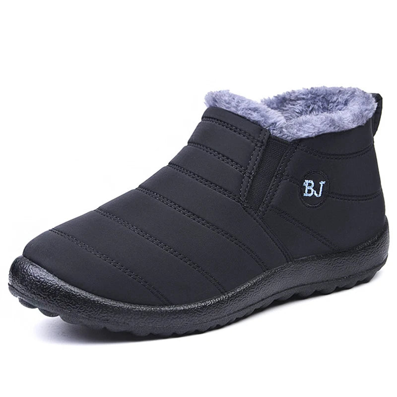 Women's waterproof fur snow boots by The Clothing Company Sydney, slip-on ankle footwear with warm fur lining.
