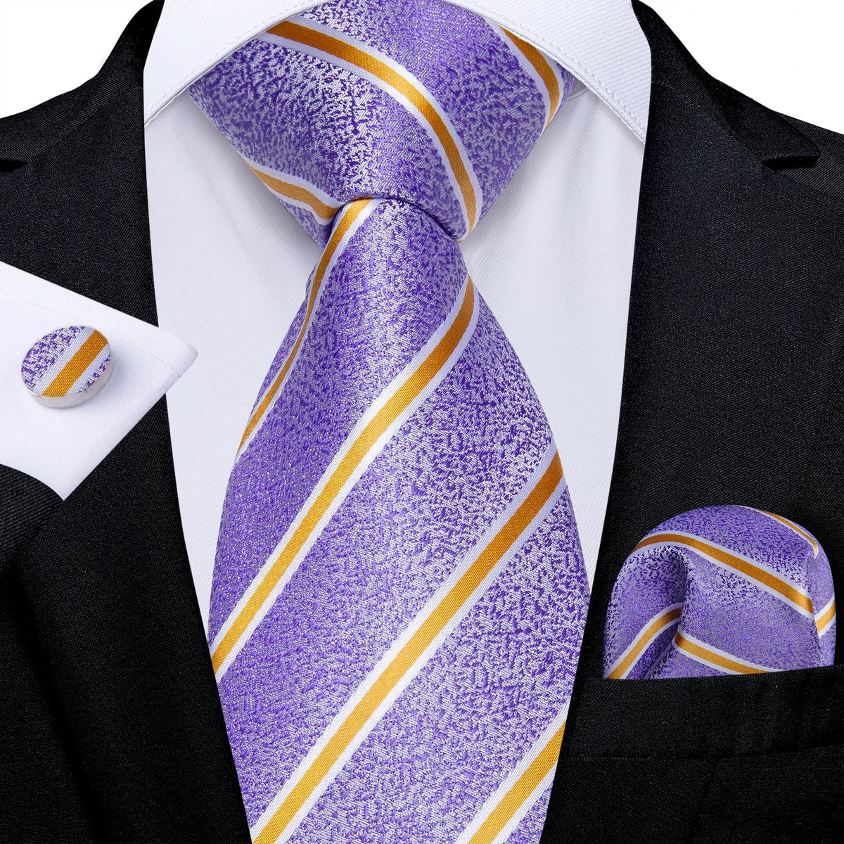 Luxury purple paisley silk tie set for men from The Clothing Company Sydney, featuring an 8cm wide accessory and matching gift set.