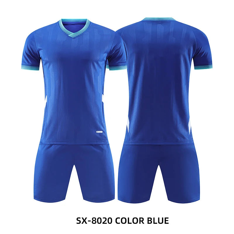 Adult kids football jerseys and soccer uniform set by The Clothing Company Sydney, quick-drying sportswear for team training.