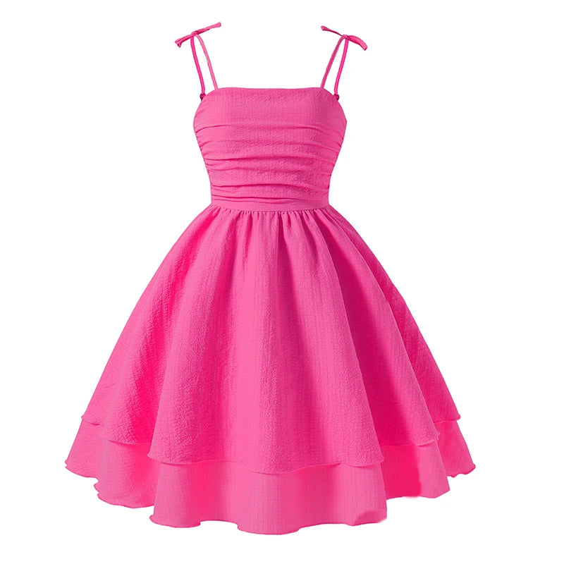 Pink tiered princess dress for kids by The Clothing Company Sydney, featuring a sweet style perfect for tween girls' birthday parties.