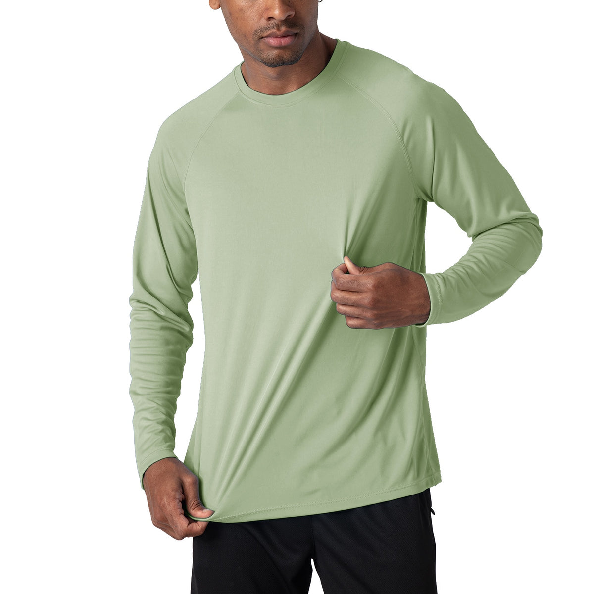 Men's sun protection T-shirt by The Clothing Company Sydney, lightweight, quick-dry, UPF 50+ long sleeve performance shirt for hiking.