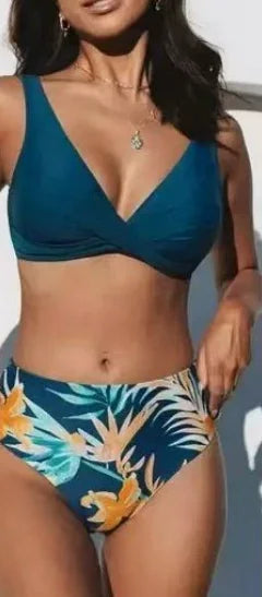 2 Piece Swimwear Cross Pleated Backless Lace Up Bikini Two Piece Bathing Suit Vintage Printing Bikini Set The Clothing Company Sydney