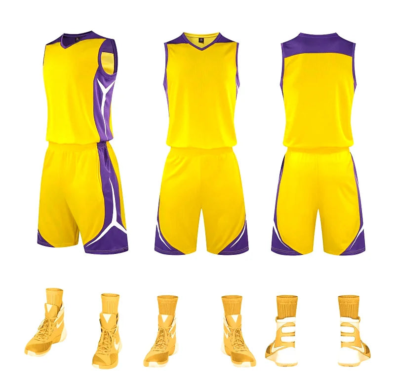 Two-piece sportswear basketball jersey and shorts set for men, women, and kids by The Clothing Company Sydney, blank and customizable.