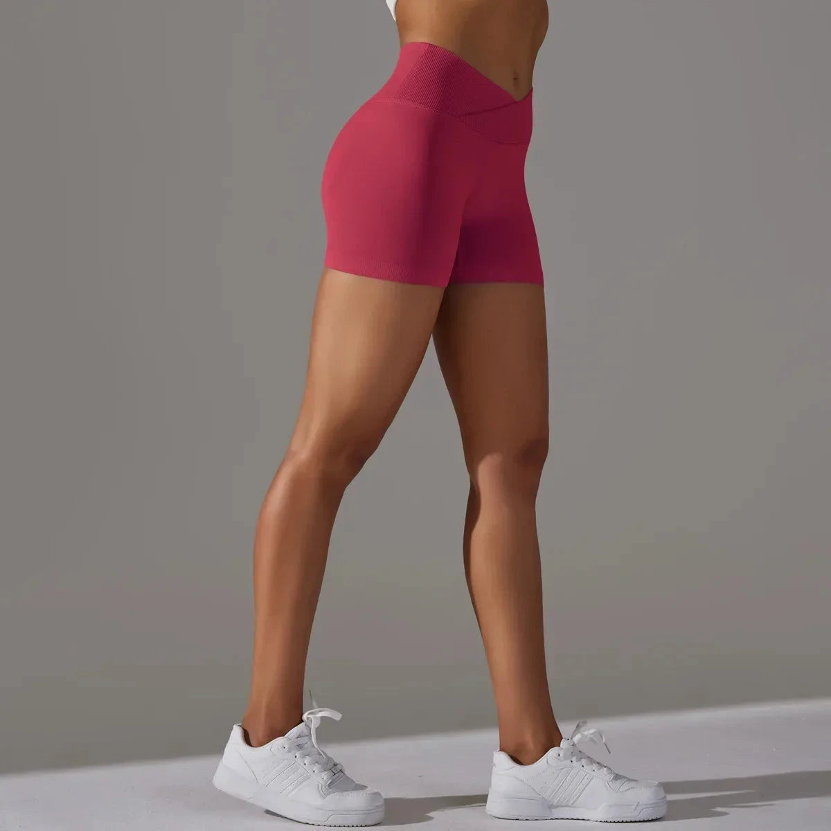 Women’s high waist fitness yoga leggings from The Clothing Company Sydney, seamless gym shorts with scrunch butt design