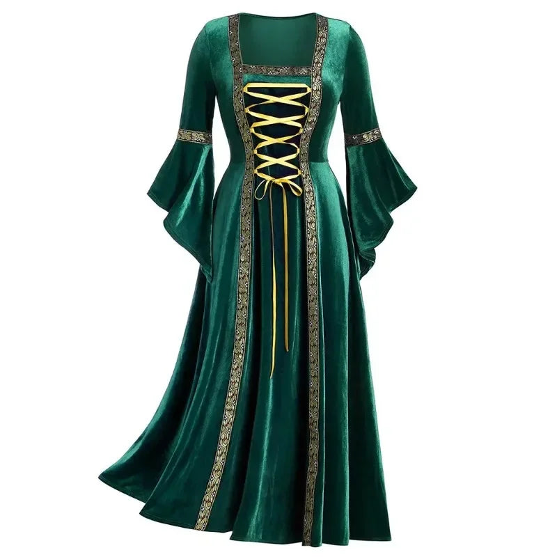 Long sleeve vintage vampire witch costume from The Clothing Company Sydney, featuring Gothic Victorian bandage dress details.