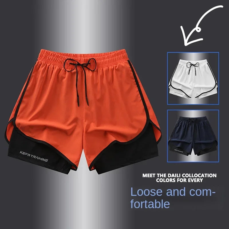 Two-layered gym running shorts by The Clothing Company Sydney, showing lightweight fitness shorts with breathable design.
