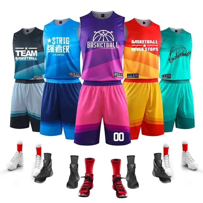 Personalized 2-piece basketball jersey set for men, women, and kids by The Clothing Company Sydney, breathable sports uniform.