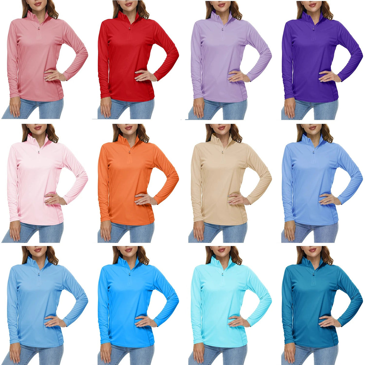 Women's UPF 50+ quick dry long sleeve T-shirt by The Clothing Company Sydney, ideal for sun protection, running, hiking, and outdoor activities.