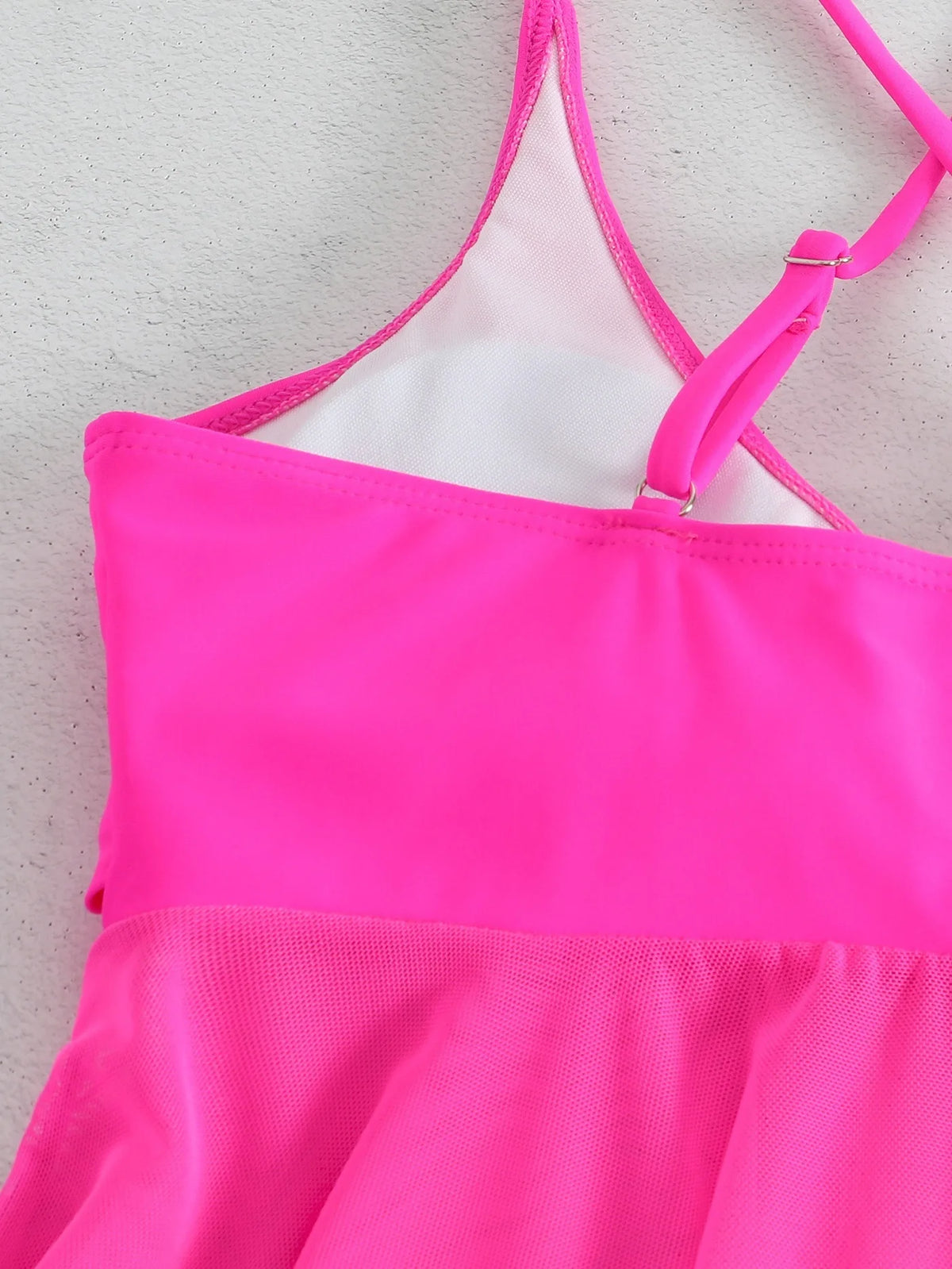 Plus size women's two-piece tankini set swimsuit with swim dress design for beachwear