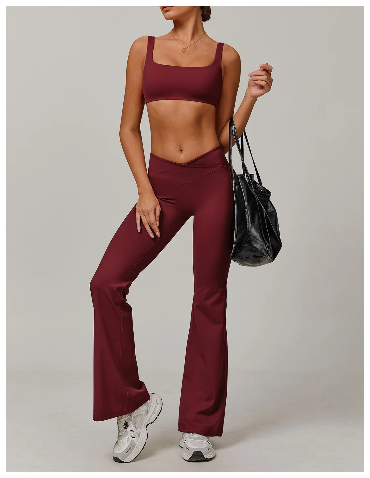 Two-piece women's yoga and workout set with sports bra and leggings, activewear from The Clothing Company Sydney.