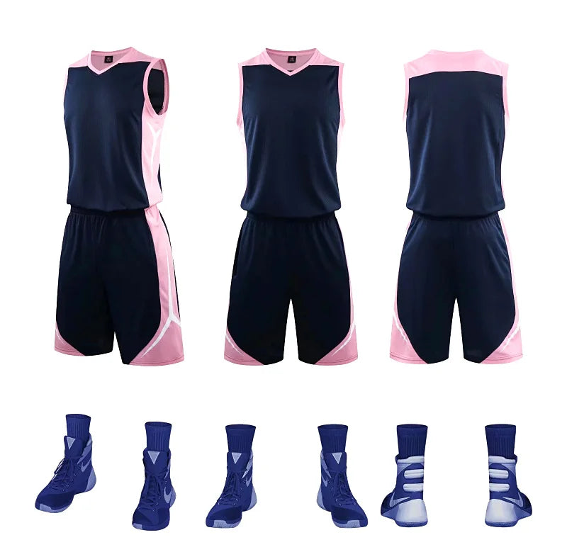 Two-piece sportswear basketball jersey and shorts set by The Clothing Company Sydney for men, women, and kids, blank and customizable.