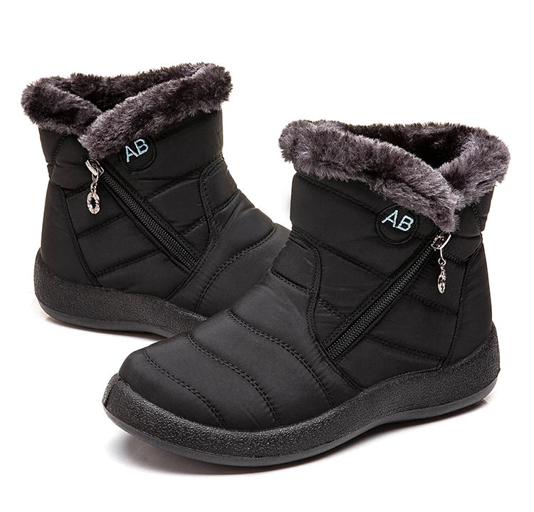 Women's winter snow boots with warm fur lining, ankle footwear by The Clothing Company Sydney, perfect for cold weather.