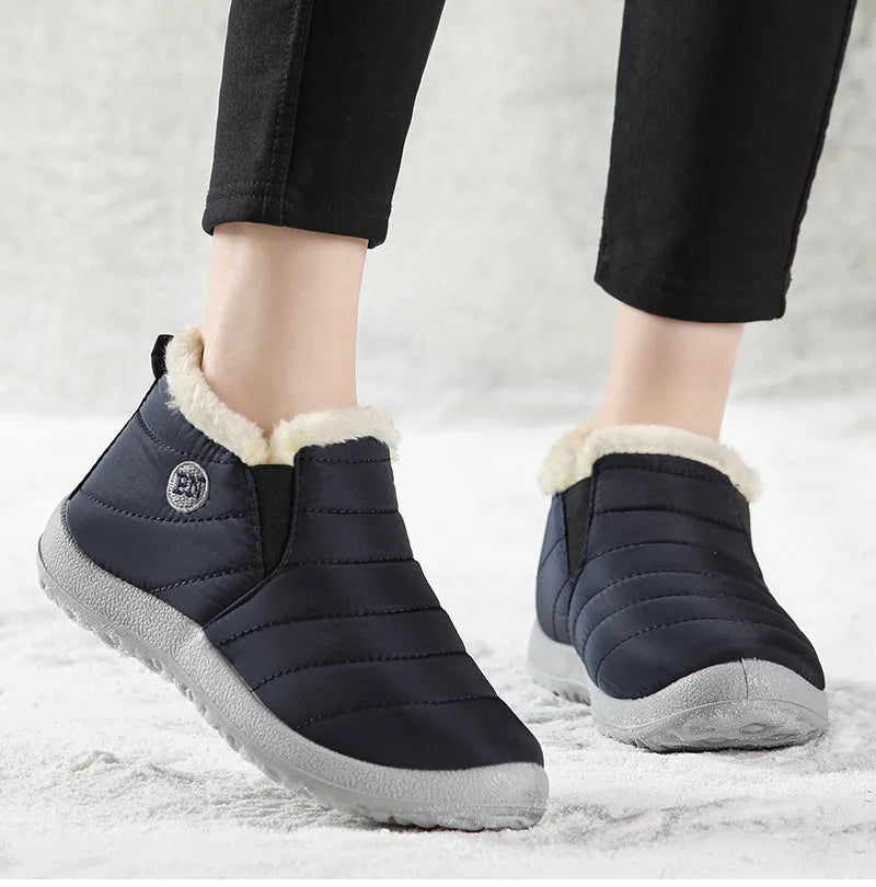 Men's slip-on winter ankle boots by The Clothing Company Sydney, waterproof snow shoes with fur lining and rugged soles.