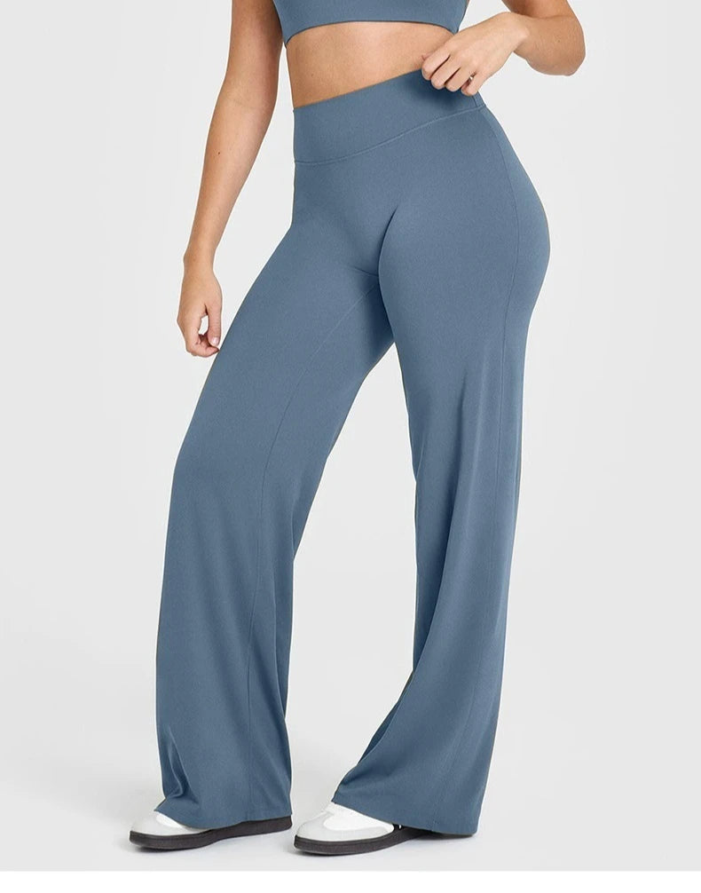 Women's Mid Waist Sport Trousers Wide-Leg Pants Ultra Soft Yoga Pilates Running Gym Pants