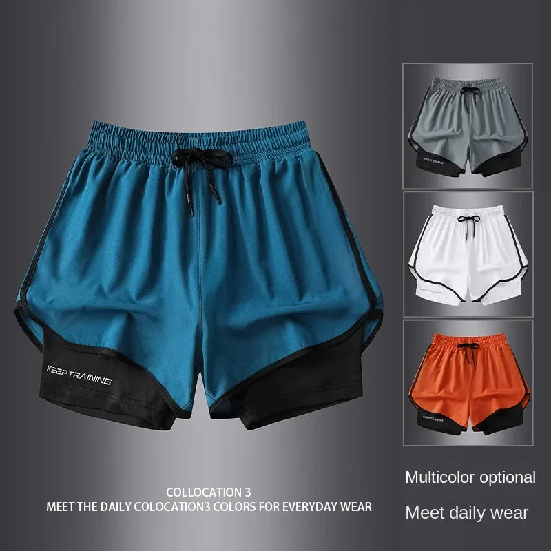 Two-layered gym running shorts by The Clothing Company Sydney, featuring a lightweight, breathable fitness design for active wear.