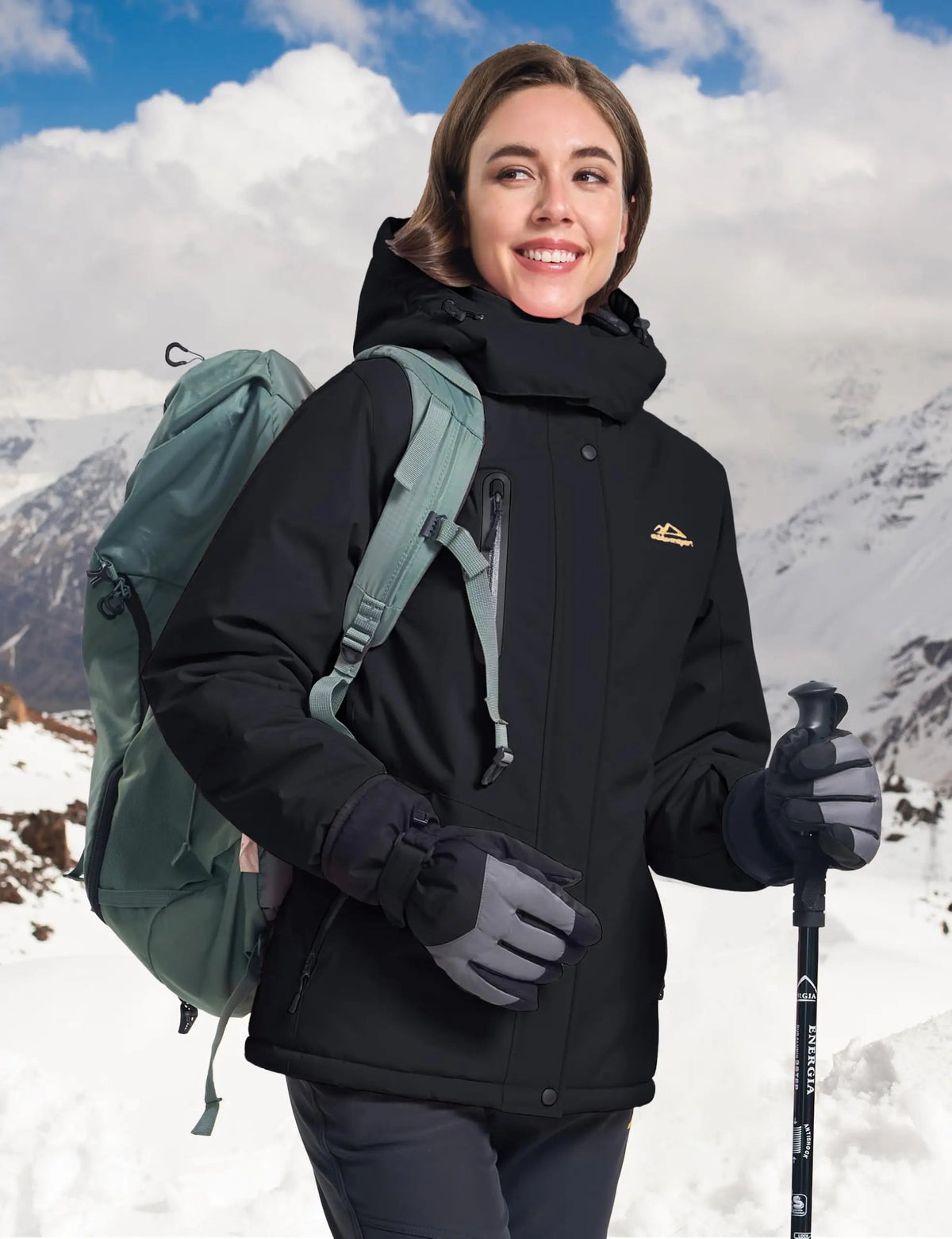 Women's winter fleece-lined waterproof ski and snowboarding hood coat with windbreaker features from The Clothing Company Sydney.