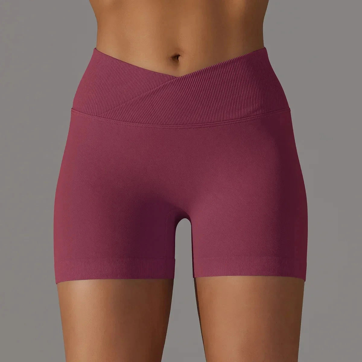 Women’s high waist fitness yoga leggings by The Clothing Company Sydney, seamless sports shorts with scrunch butt design.