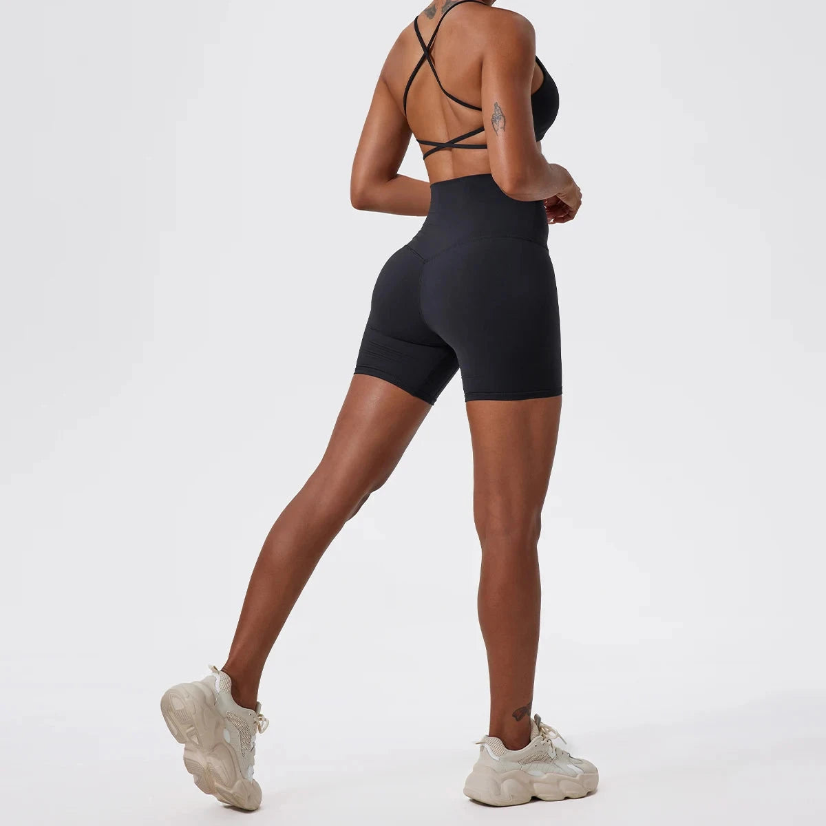 High-waist yoga shorts for women by The Clothing Company Sydney, featuring a fitted design ideal for gym, running, and workout activities.
