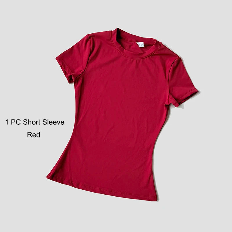 2 Piece Women's Sports Yoga Set Seamless Knitted Fitness Gym Clothes Sportswear Short Sleeve Crop Top Tracksuits Gym Bike Shorts - The Clothing Company Sydney