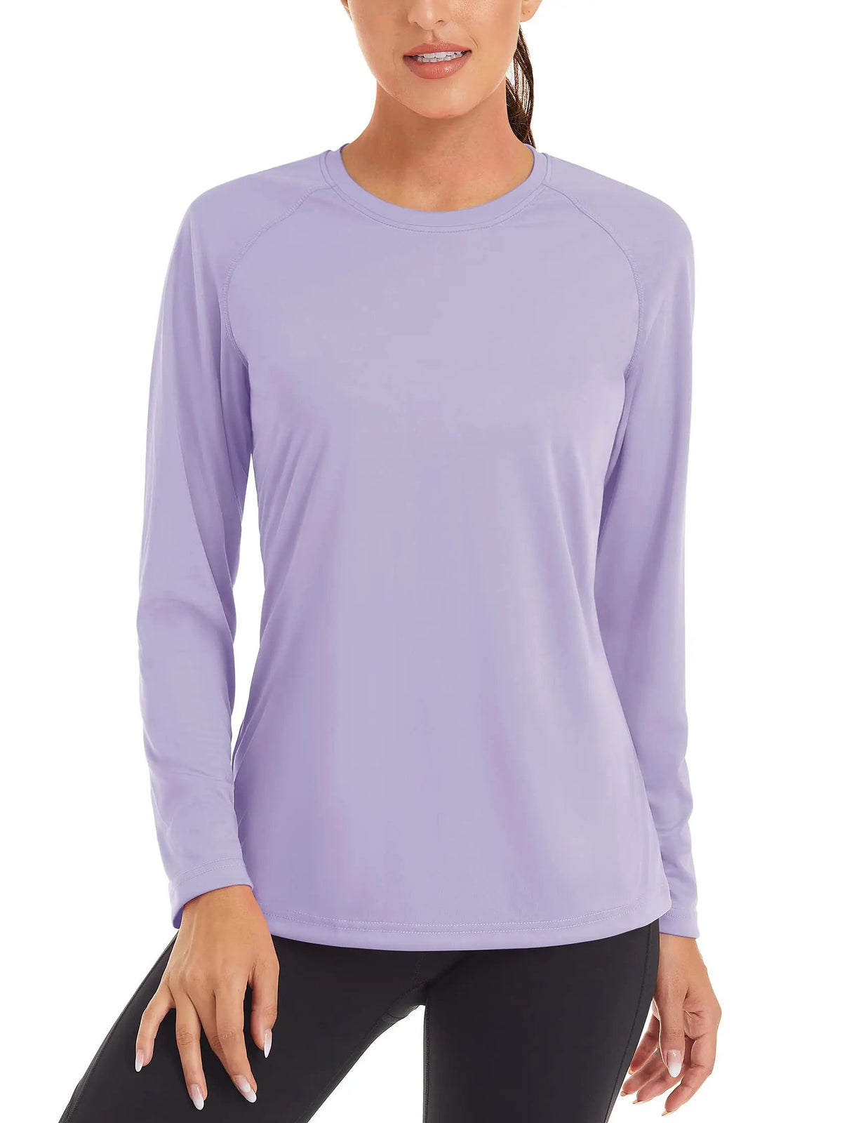 Women's UPF 50+ quick dry performance T-shirt by The Clothing Company Sydney, long sleeve sun protection swim pullover top.