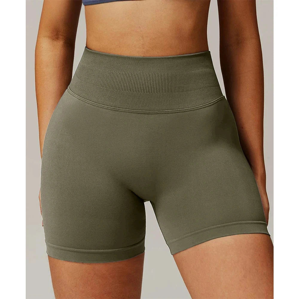 Solid seamless half pants for women by The Clothing Company Sydney, ideal for fitness, yoga, running, and cycling activities.