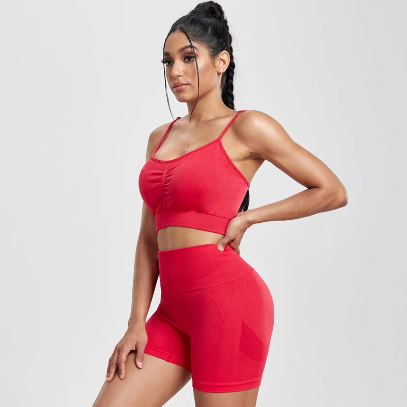 Womens Two Piece Set Peach Shorts Trackuists Gym Yoga Running Halter Fitness Shorts Push Up Bra Top Set The Clothing Company Sydney
