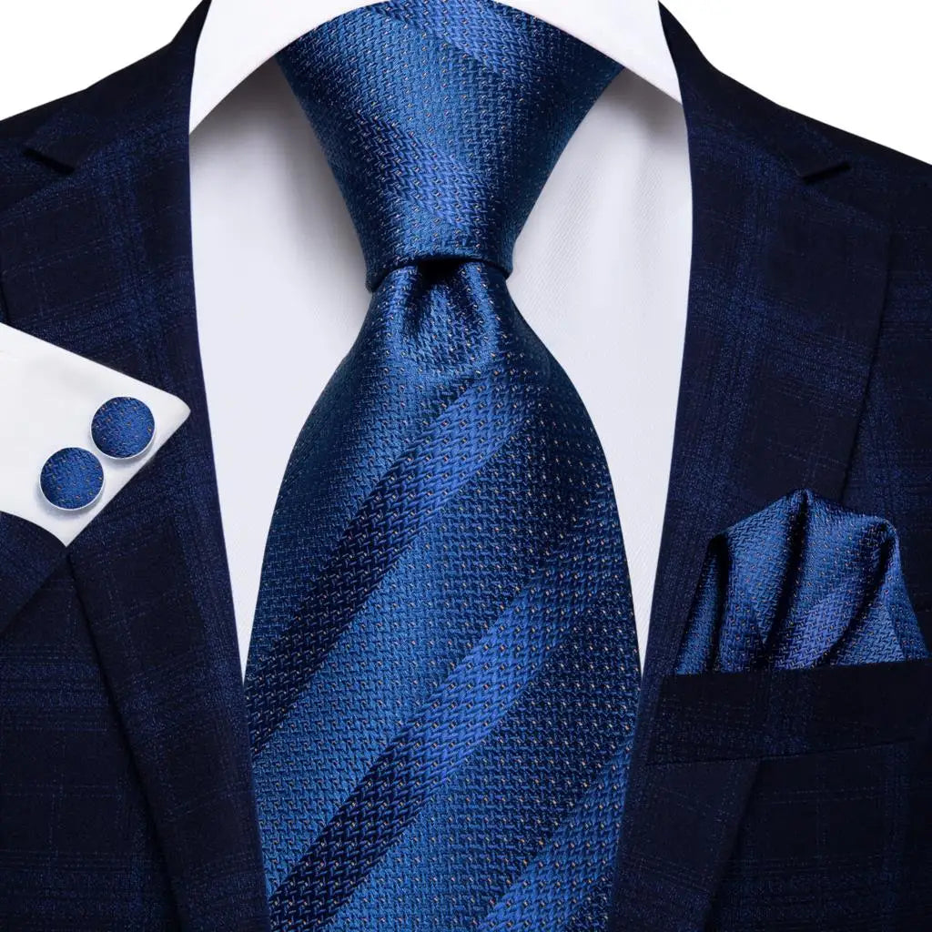Blue paisley silk tie set with matching cufflinks and hanky, men's accessories by The Clothing Company Sydney.