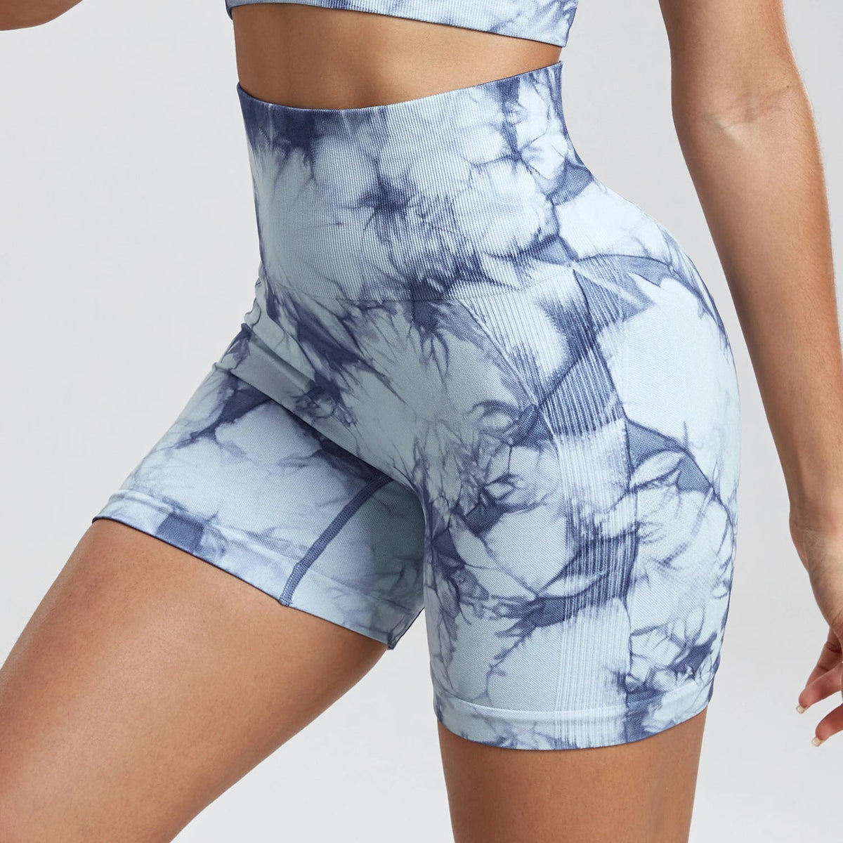 Women’s tie dye gym shorts by The Clothing Company Sydney, high waist, seamless push-up fitness bike shorts for summer outdoor workouts