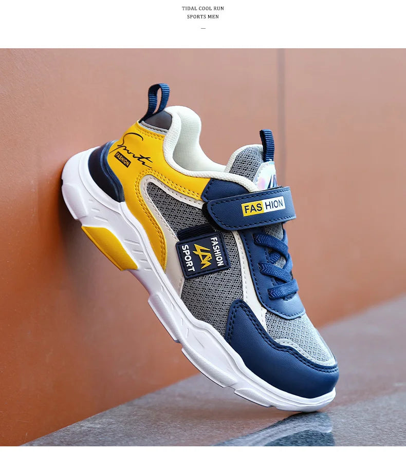 Kids’ breathable summer sneakers by The Clothing Company Sydney, mesh running shoes with hook and loop straps for boys and girls.