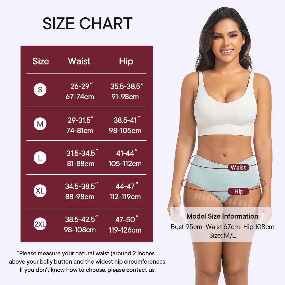 Women's Absorbent Menstrual Panties High Waist Bamboo Fiber Leakproof Menstruation Period Underwear The Clothing Company Sydney
