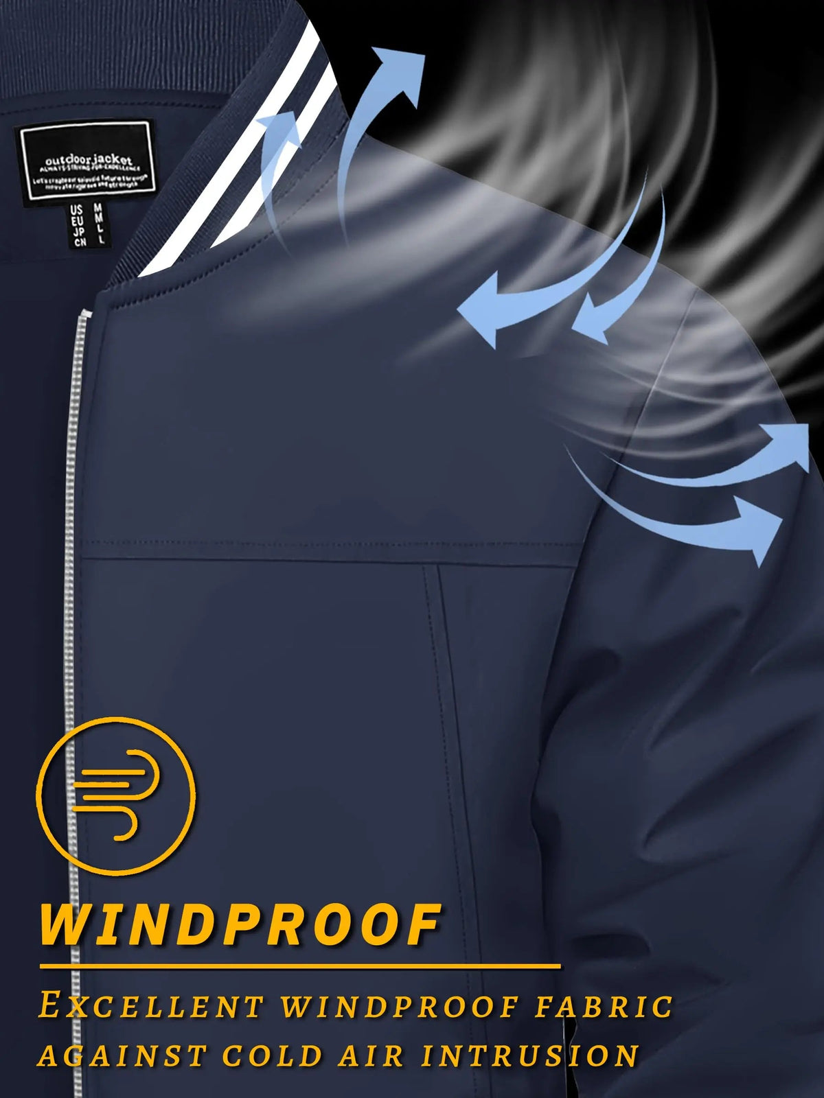 Lightweight men's spring and autumn casual bomber jacket by The Clothing Company Sydney, waterproof windbreaker with full zip.