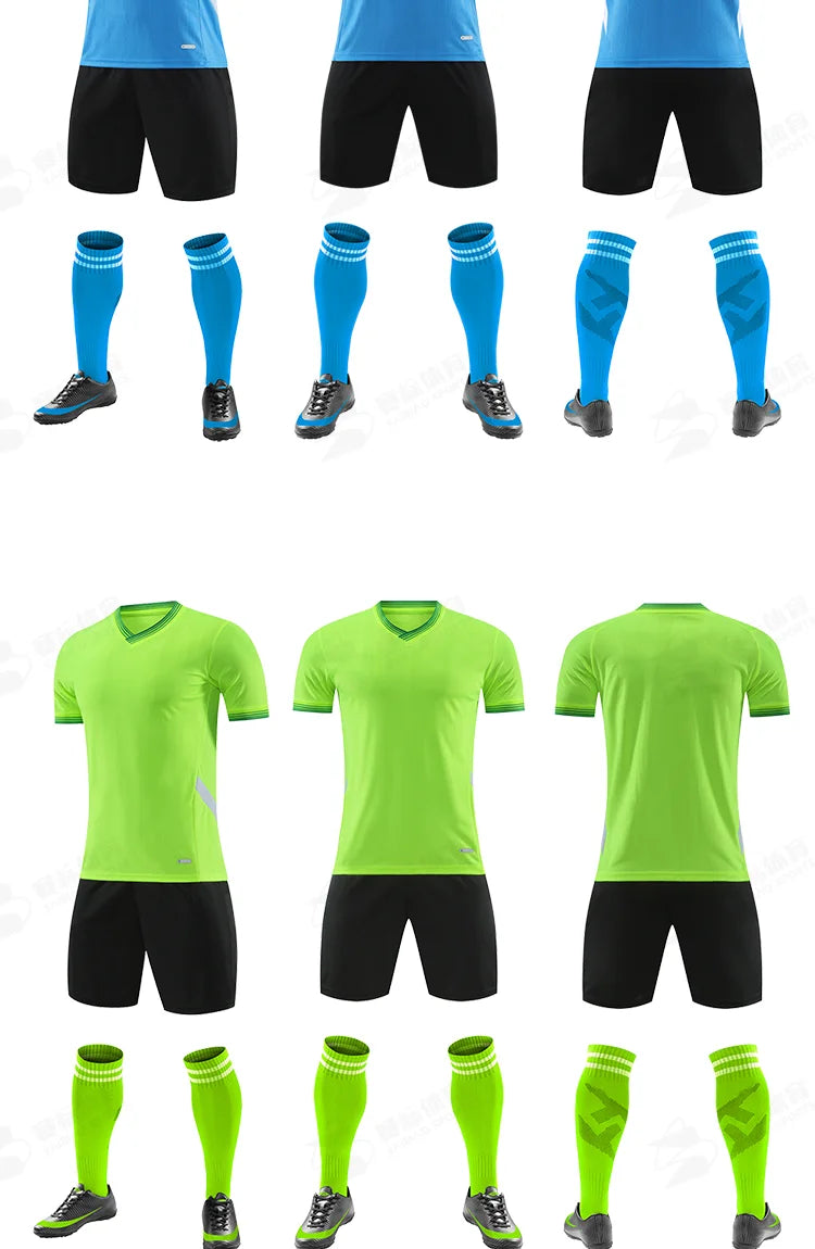 Adult kids customized football jersey and futsal tracksuit from The Clothing Company Sydney, quick-drying soccer uniform for team training.