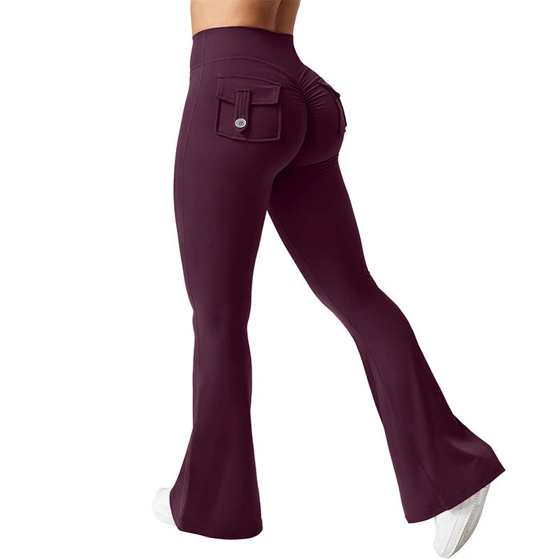 Flared Gym Push Up Impact Leggings Hip Lifting Running Workout Pocket Quick-Dry Yoga Pants The Clothing Company Sydney