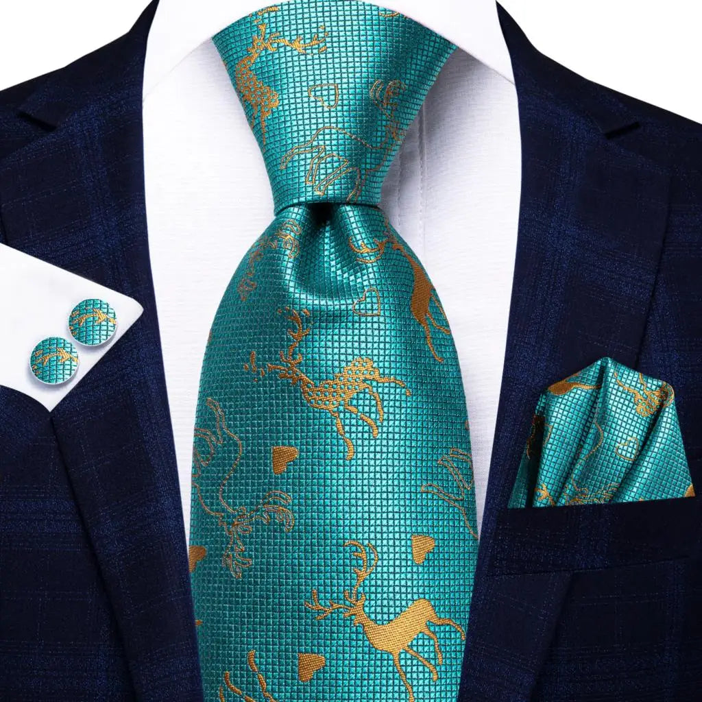 Green paisley silk tie set for men with necktie, pocket square, and cufflinks from The Clothing Company Sydney.